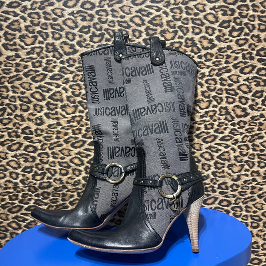 1990’s Roberto Cavalli Just Cavalli Logo Boots 37