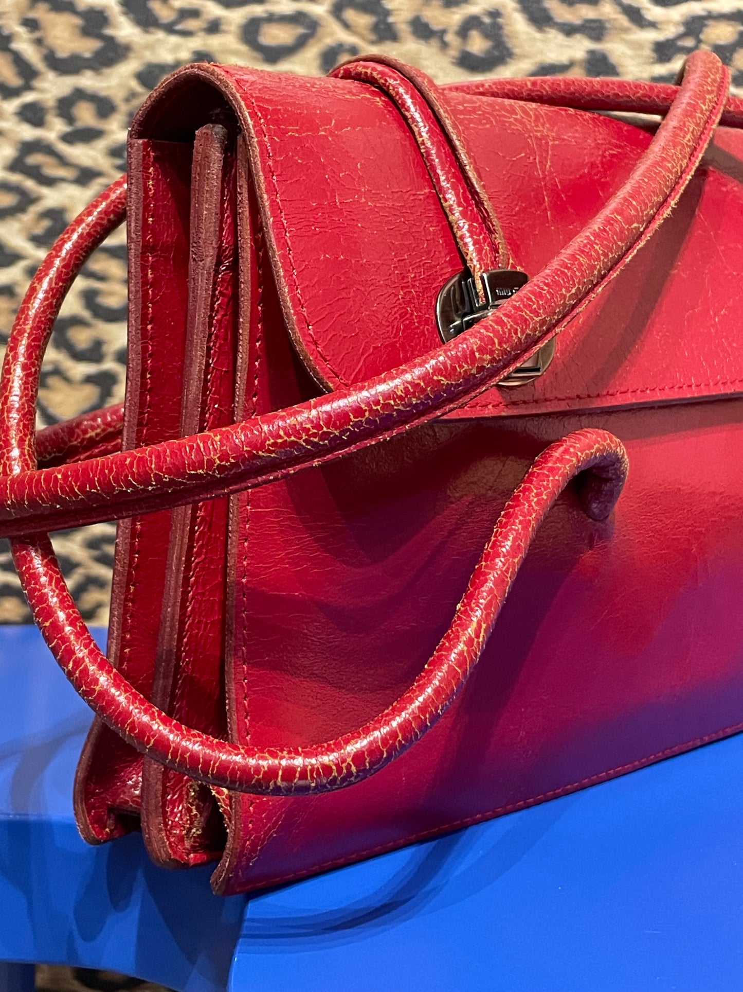 Miu Miu F/W 2001 Red Cracked Leather Bag