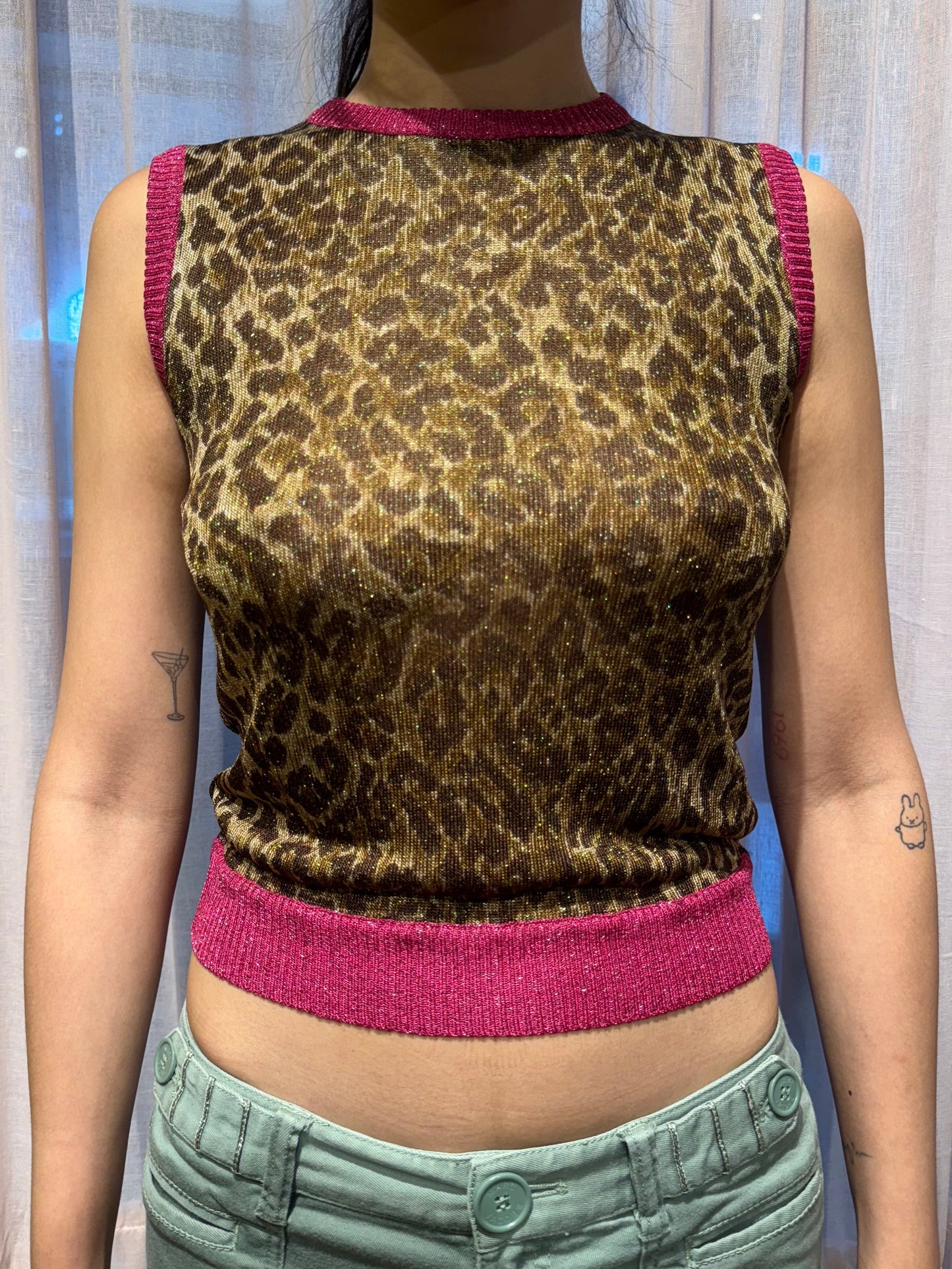D&G Shimmery Leopard Knit Tank