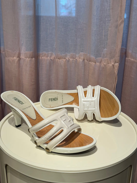 Fendi White Mules 37