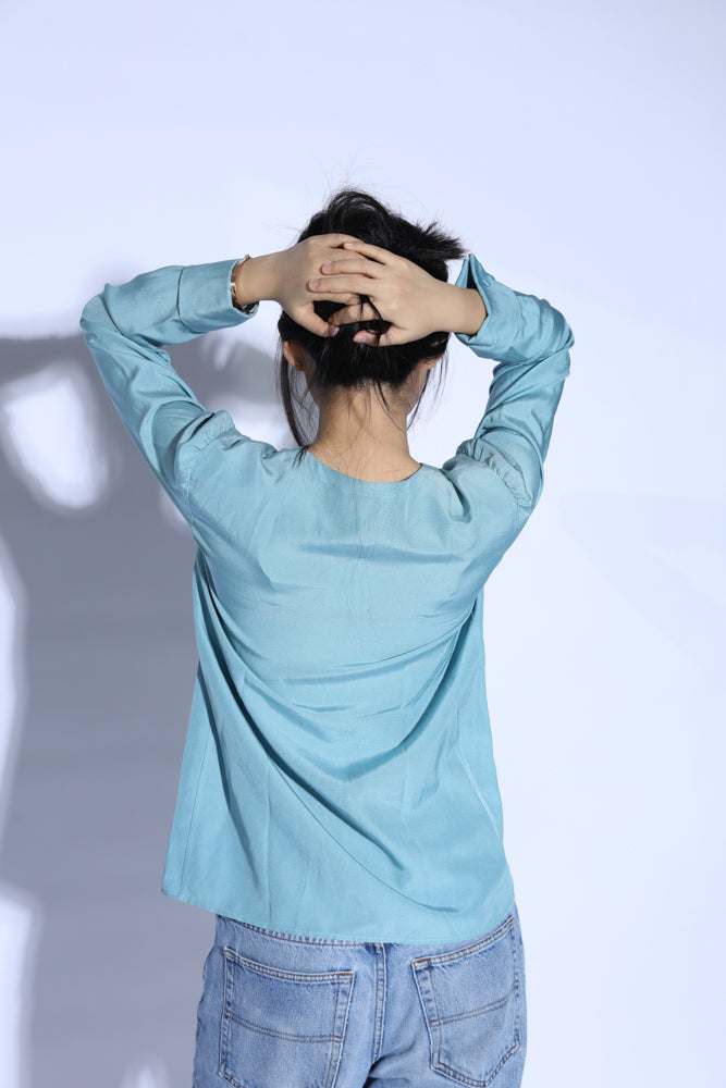 YSL Rive Gauche Blue Blouse