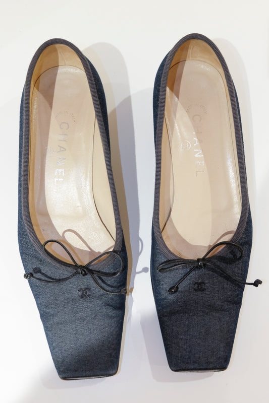 Chanel Denim Square Toe Pump