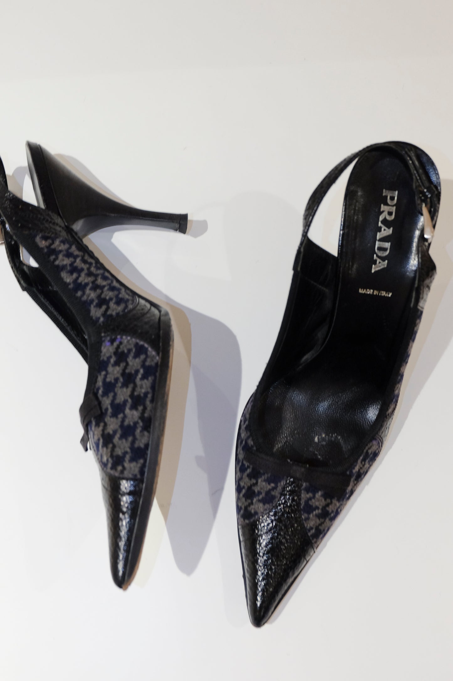 Prada Houndstooth Slingback Pumps