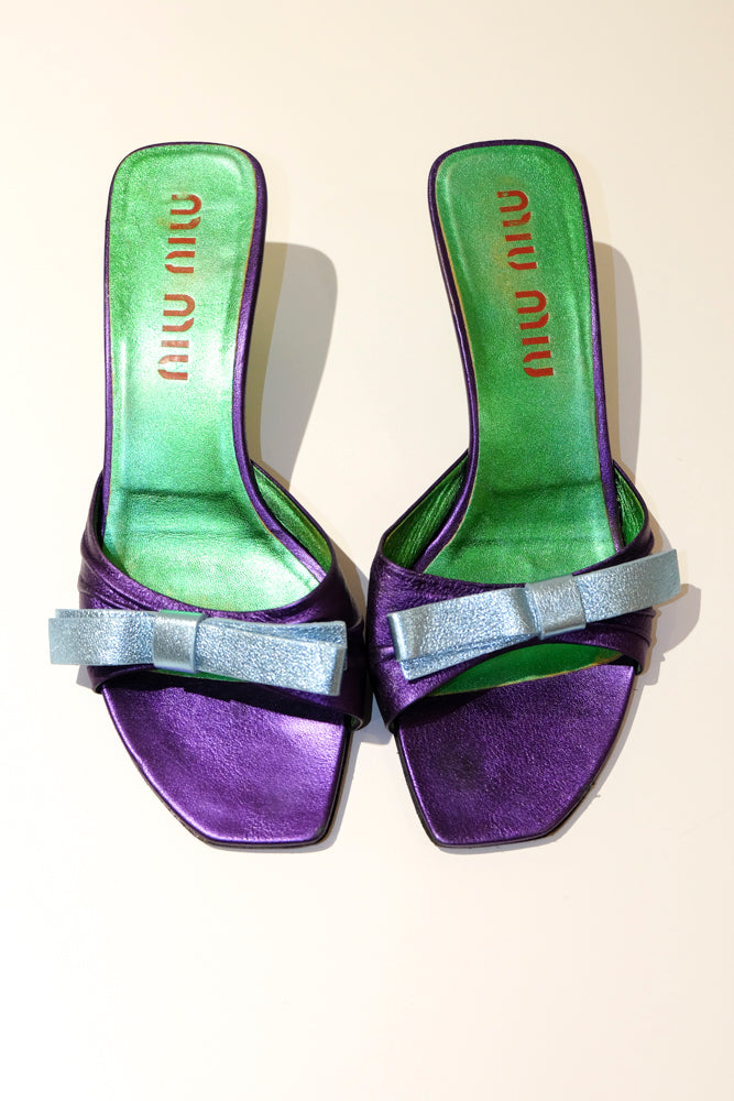 Miu Miu Metallic Mules