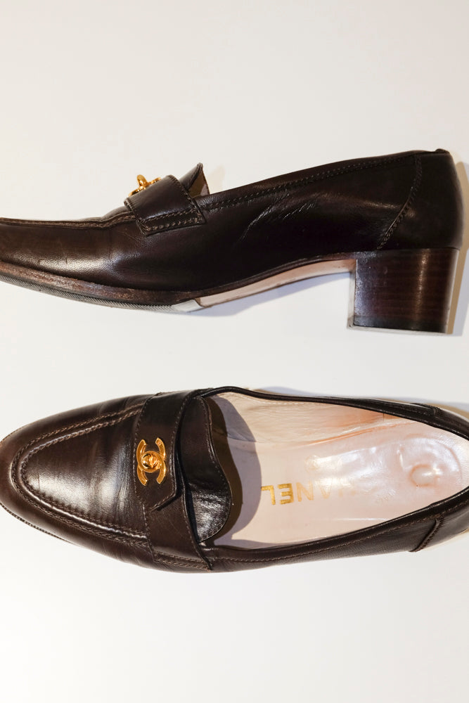 Chanel Turn Lock Loafers
