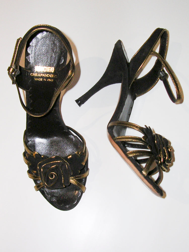 Moschino Cheap & Chic Brown Flower Heels