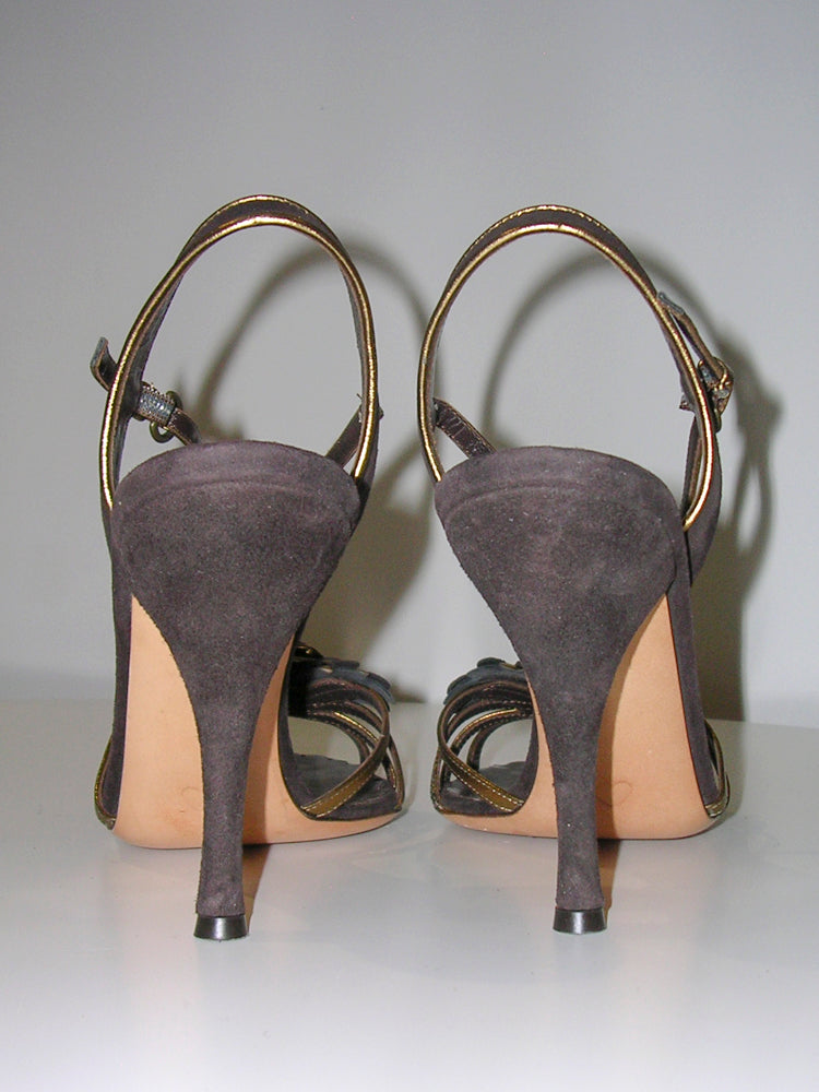 Moschino Cheap & Chic Brown Flower Heels