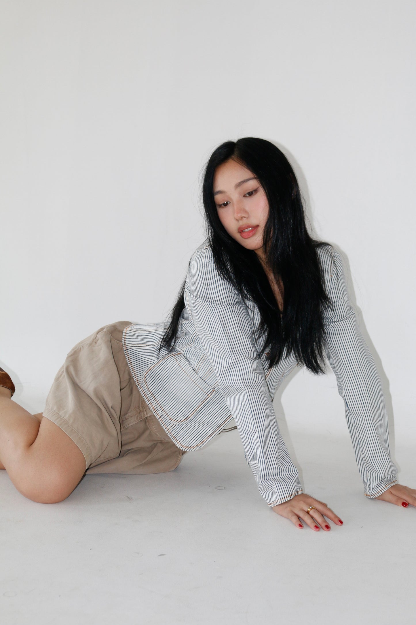 Moschino Jeans Pinstripe Denim Jacket