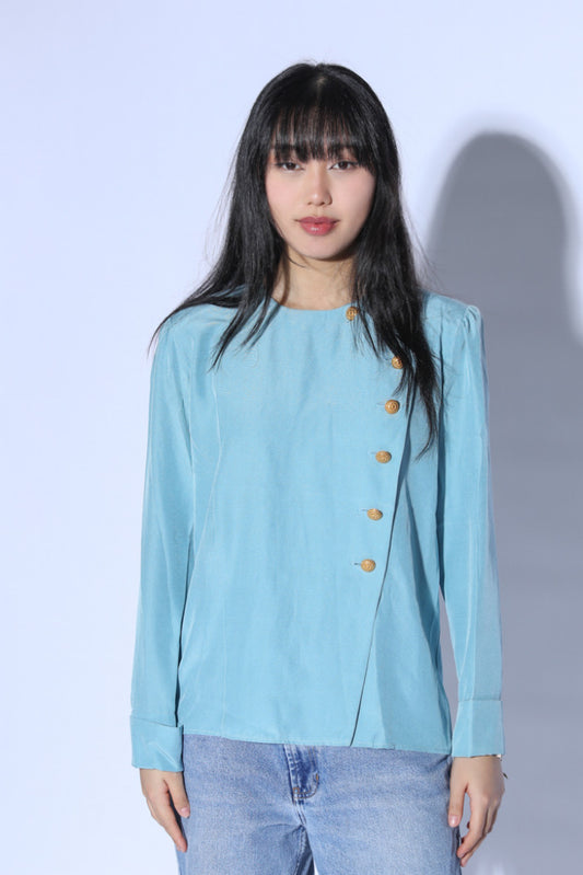 YSL Rive Gauche Blue Blouse