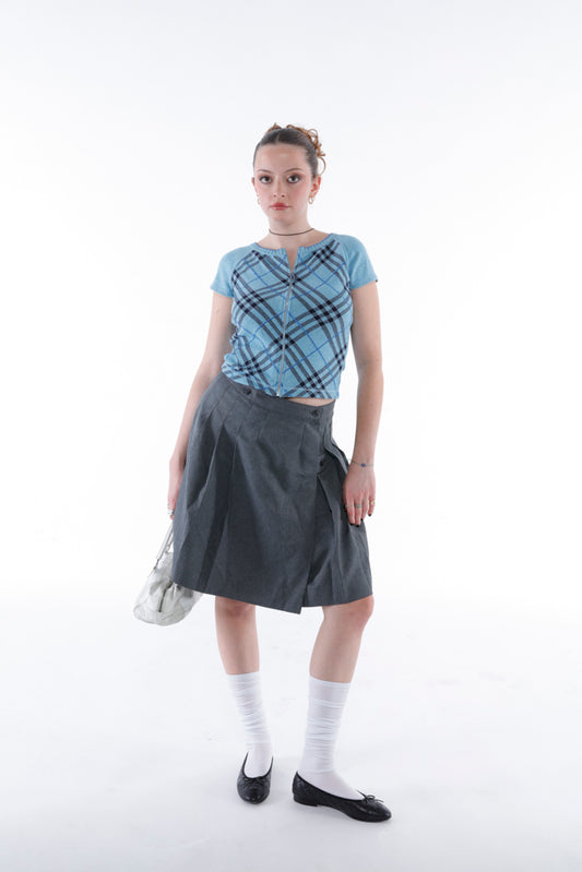 Burberry Blue Knit Zip Up