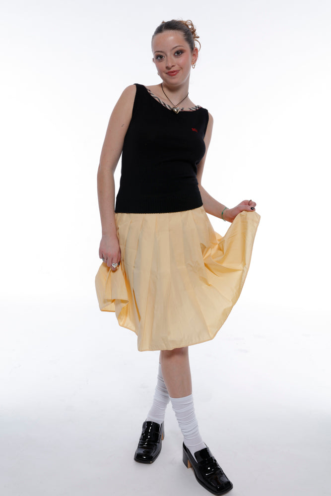 Miu Miu Yellow Pleated Skirt
