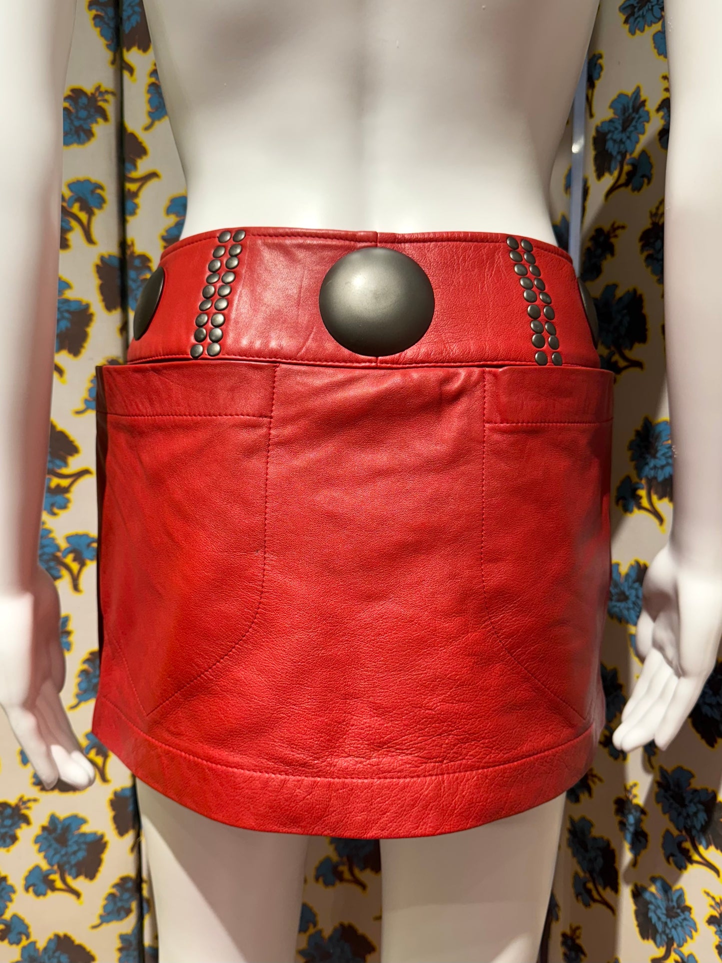 Issey Miyake 1986 Red Leather Skirt