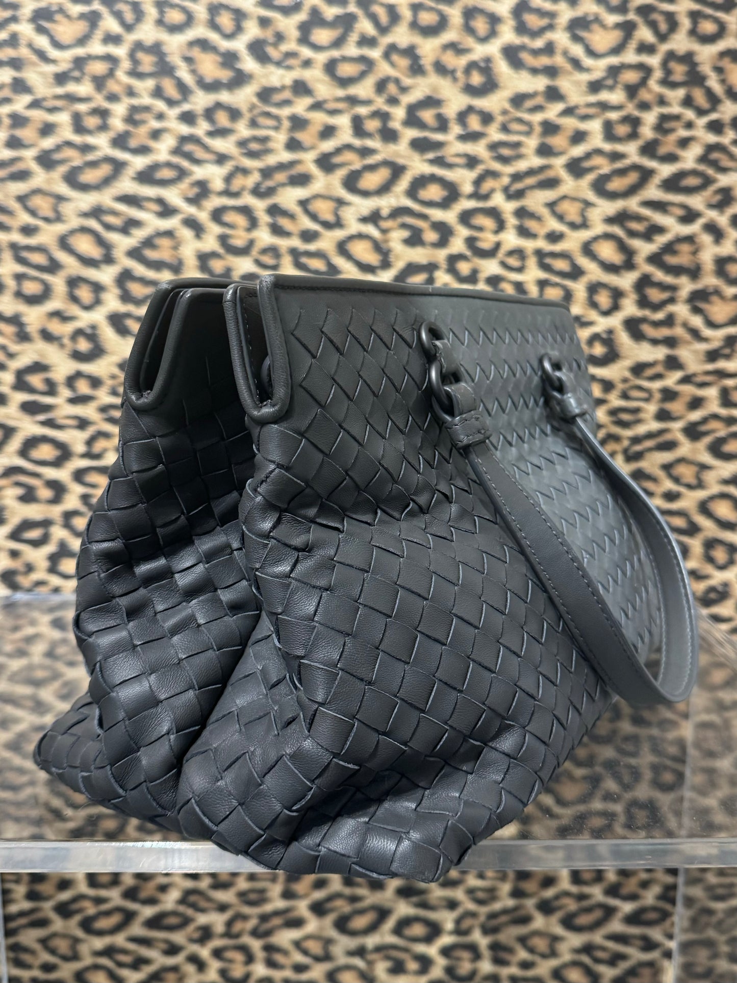 Bottega Veneta Grey Woven Leather Bag