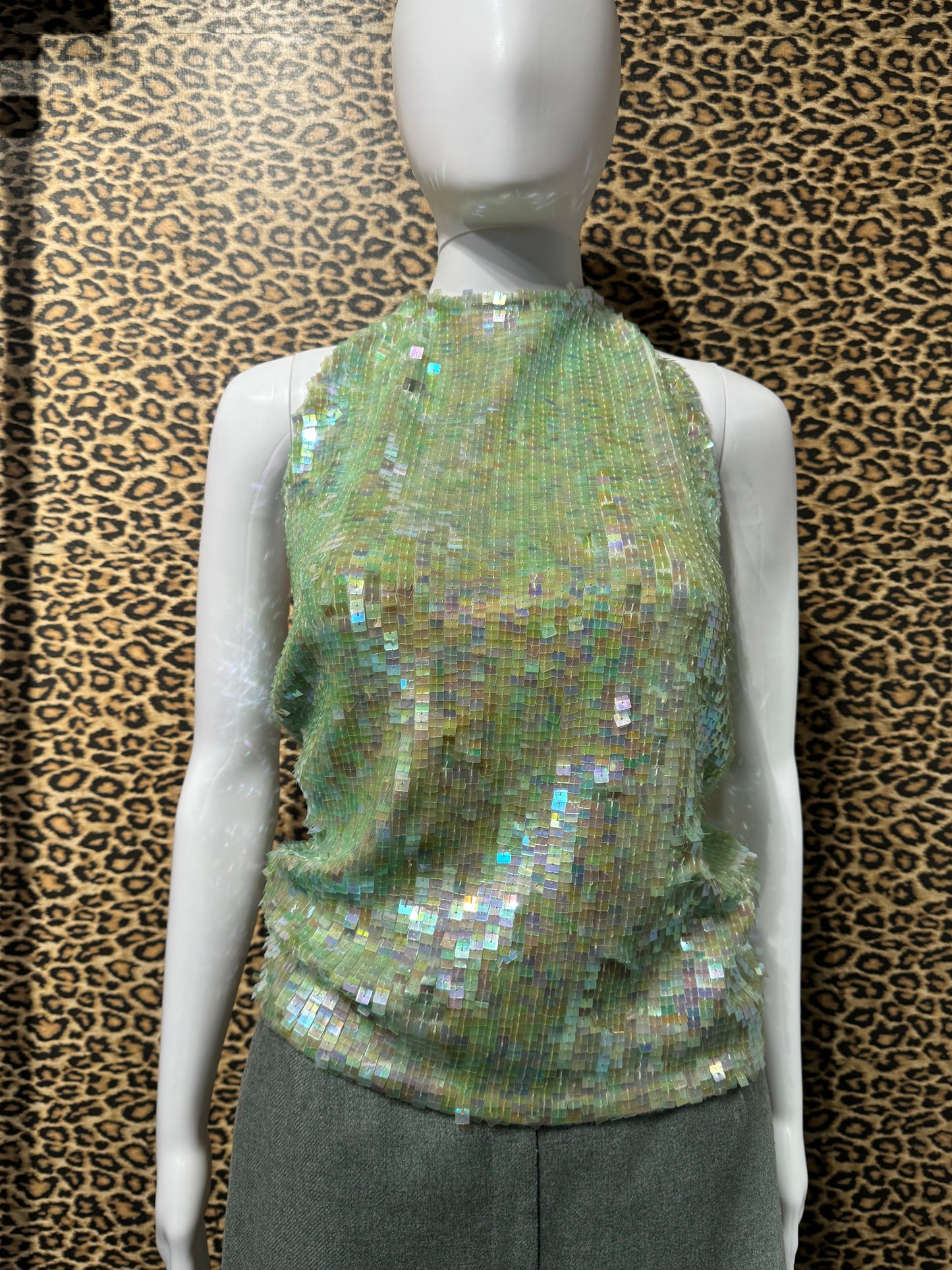 Mint Green Sequin Halter Top