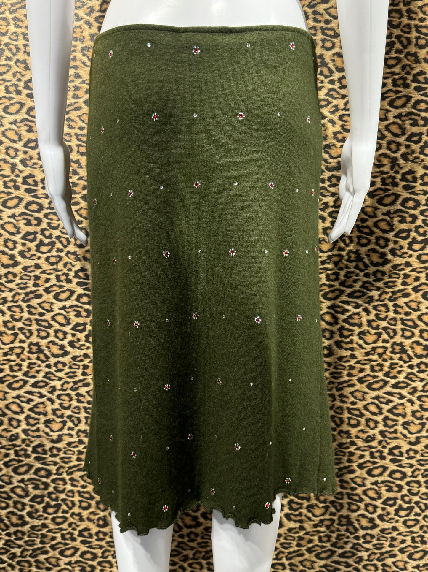 Moschino Jeans Green Angora Skirt