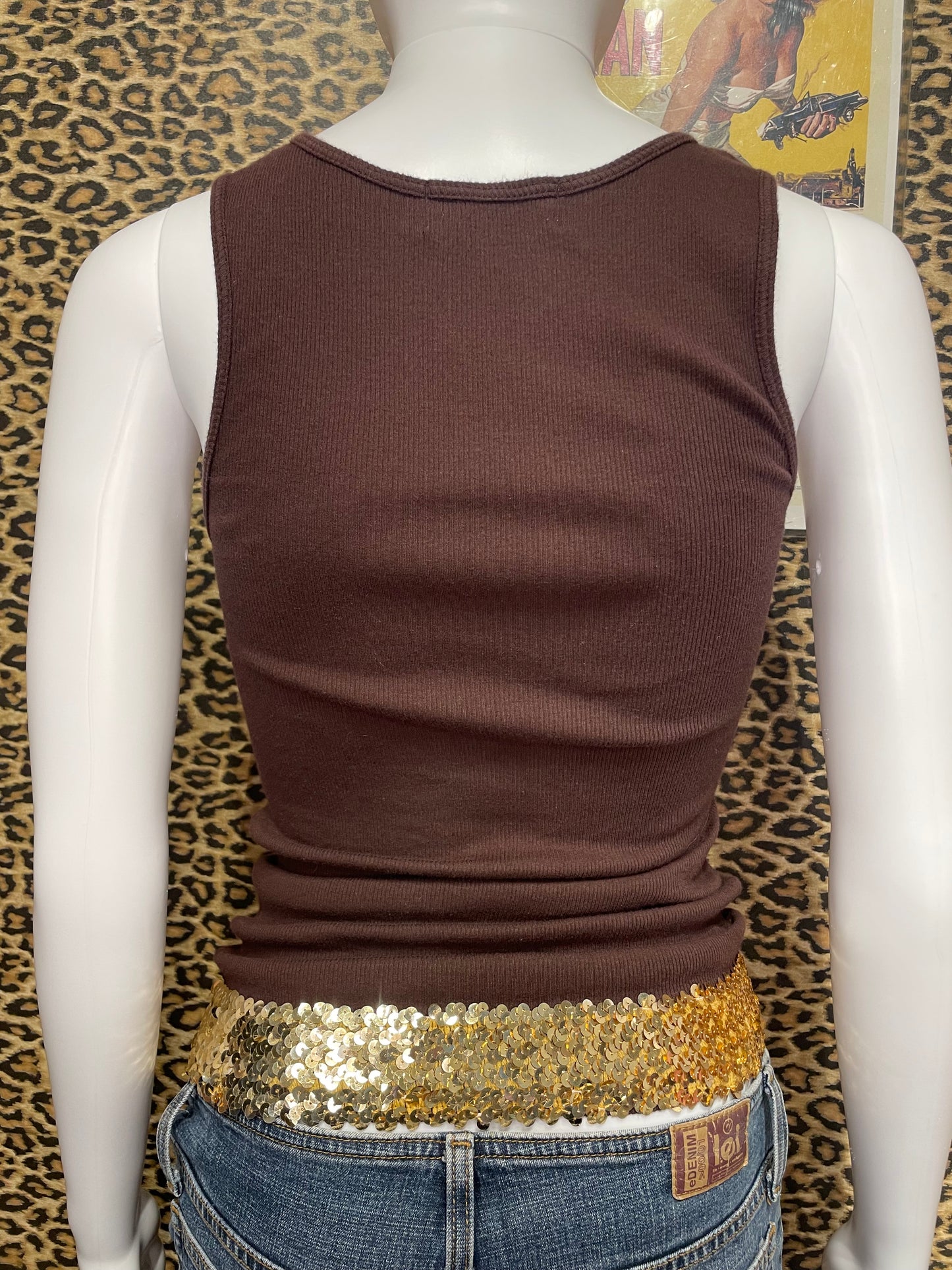 Y2K Sequin Trim Tank Top