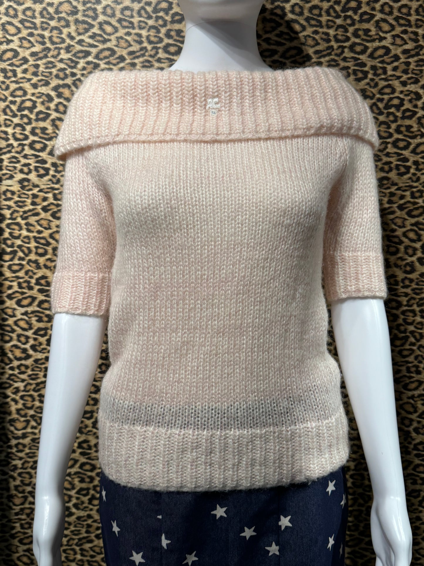 Courrèges Pink Off the Shoulder Sweater