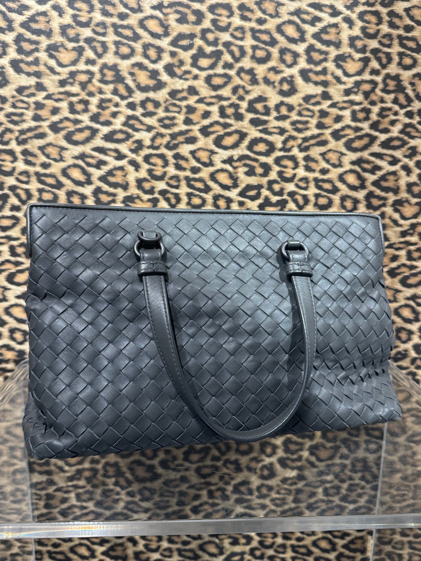 Bottega Veneta Grey Woven Leather Bag