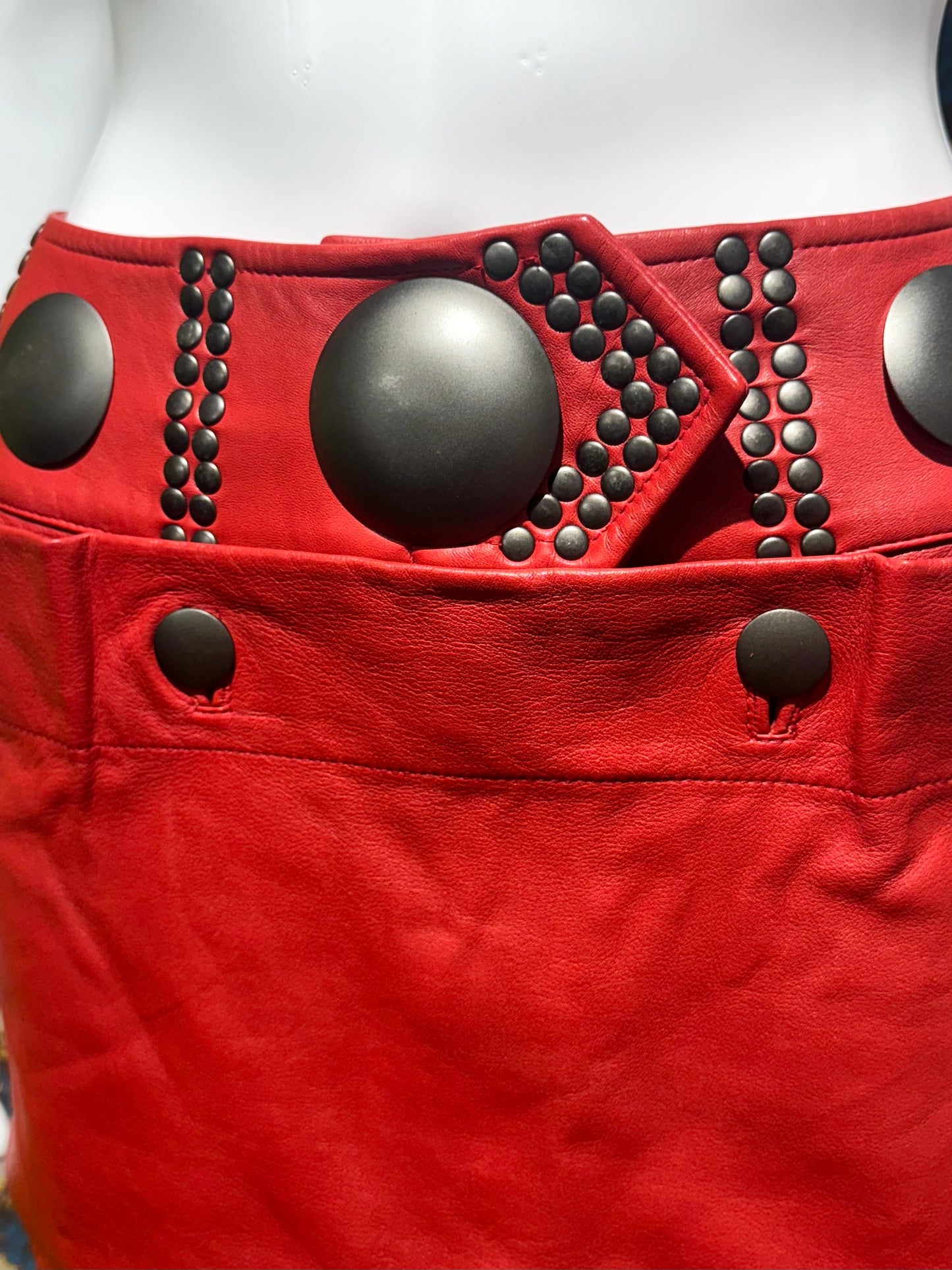 Issey Miyake 1986 Red Leather Skirt