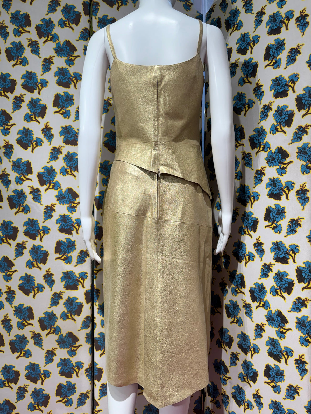 Lolita Lempicka S/S 2001 Gold Leather Skirt Set
