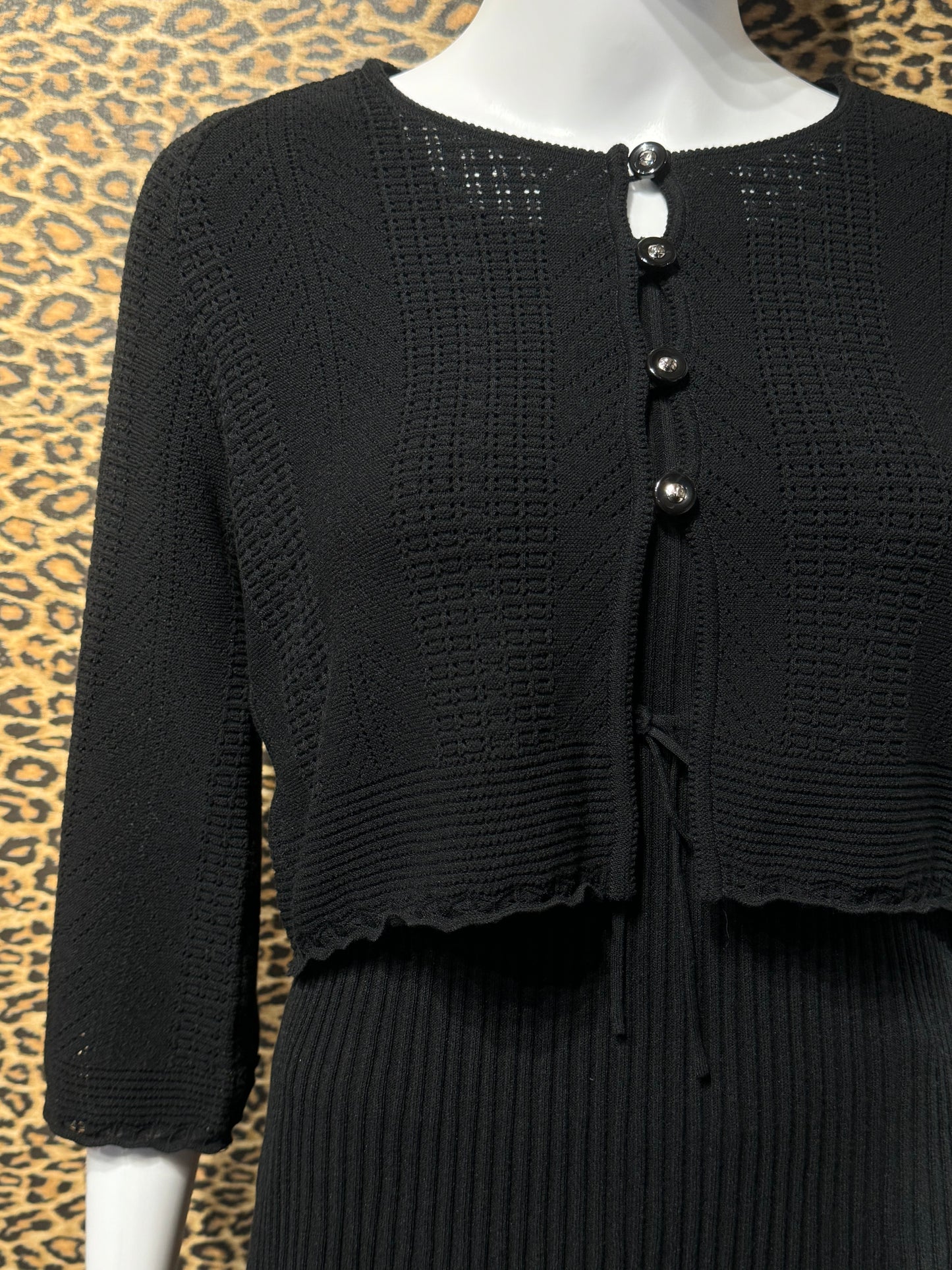 Courrèges Black Tunic and Cardigan Set