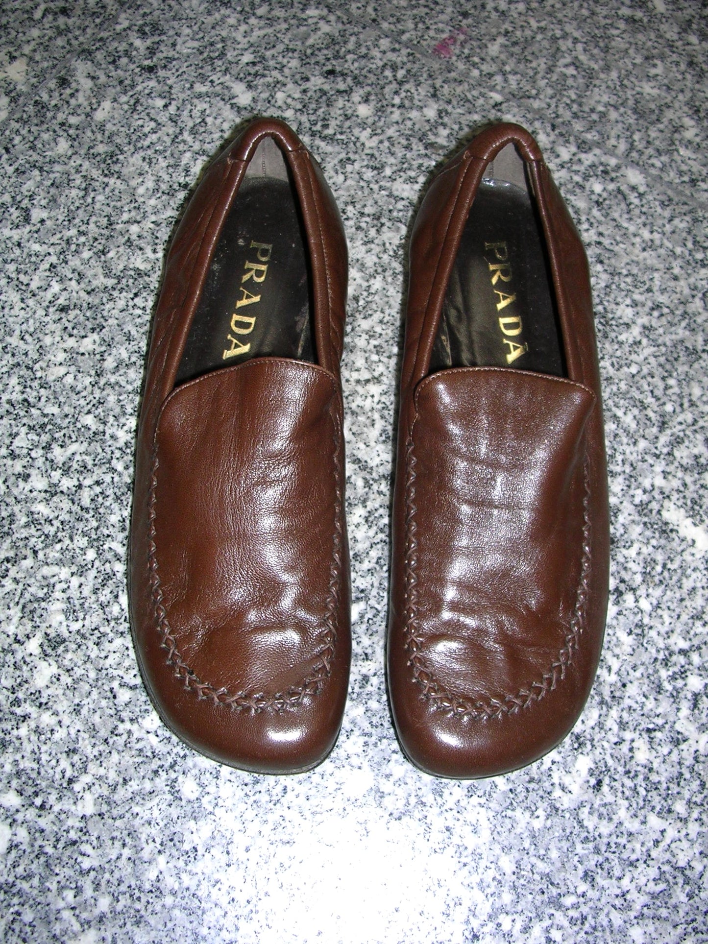 Prada Brown Whip Stitch Loafers 38.5