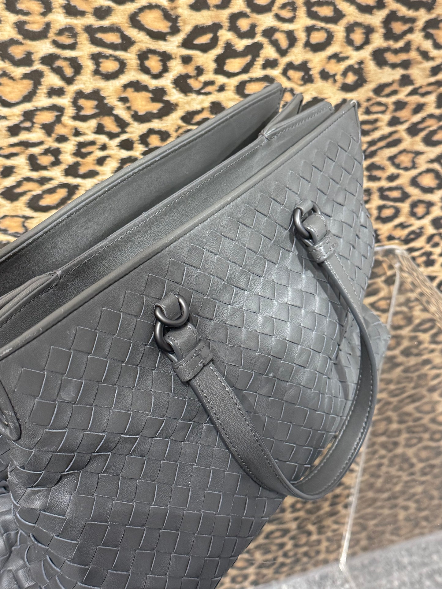 Bottega Veneta Grey Woven Leather Bag