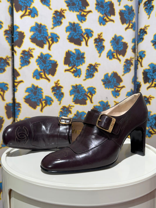 Chanel Brown Leather Pumps 36