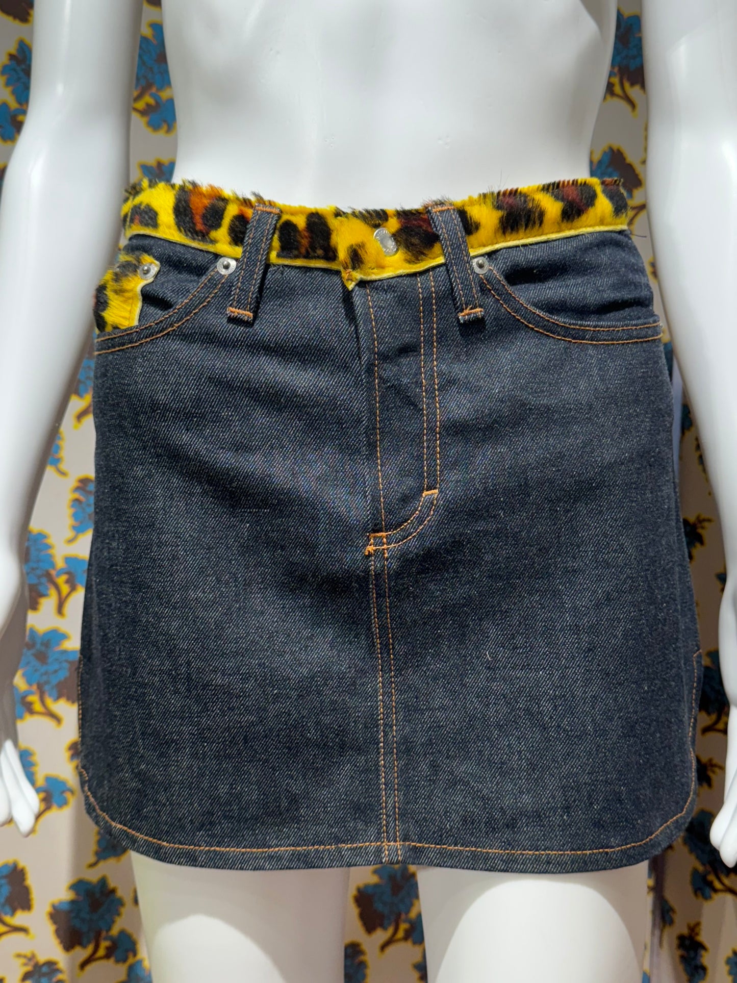 D&G Ponyhair Denim Mini Skirt