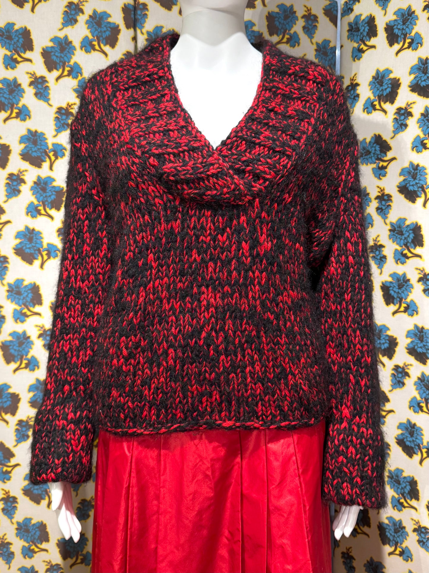 Dolce & Gabbana F/W 2001 Red V-Neck Sweater