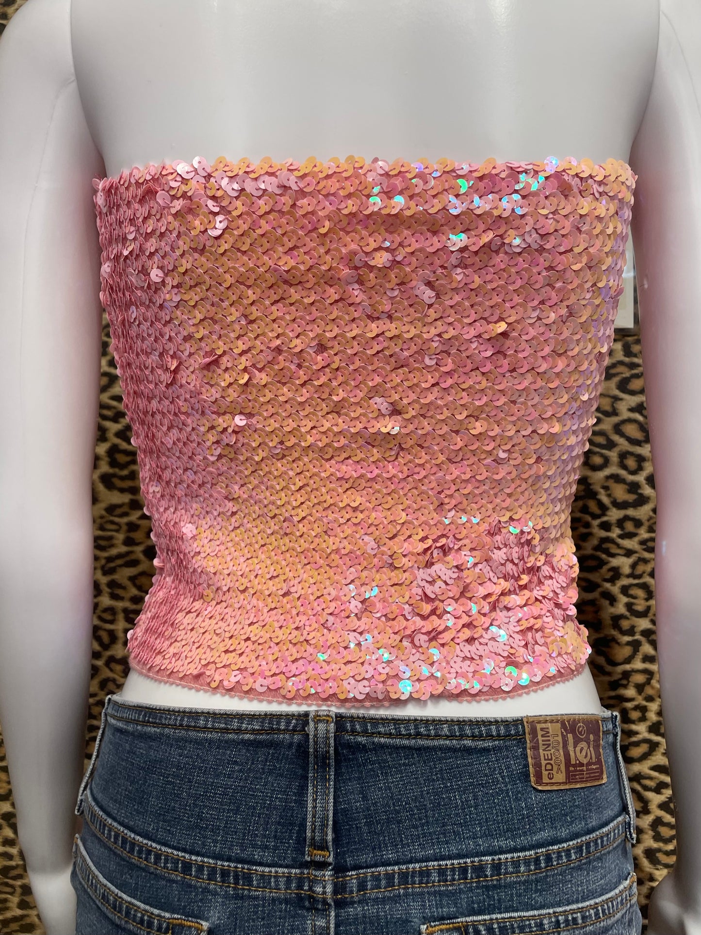 1990’s Pink Sequin Knit Tube Top