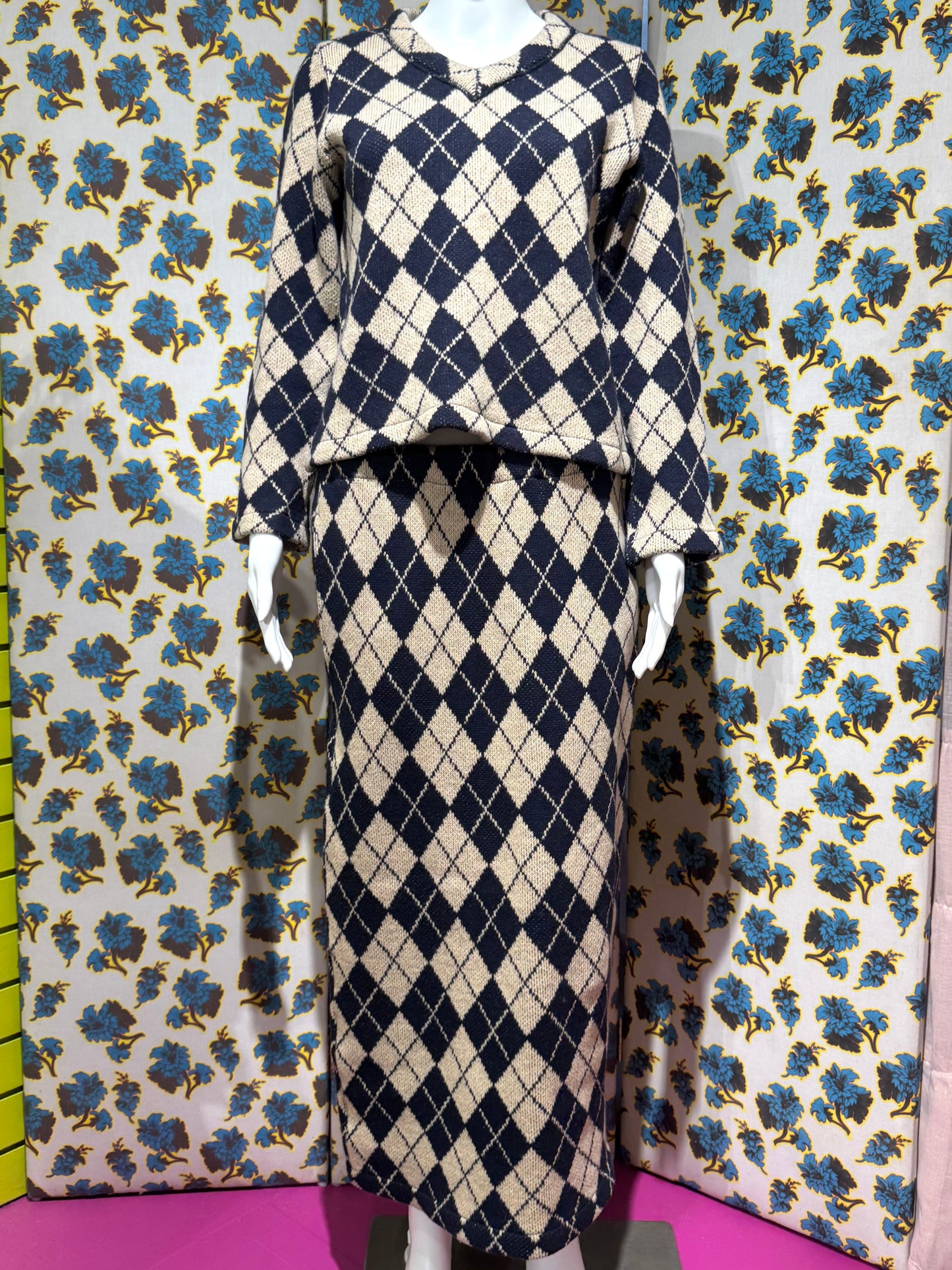 Comme des Garçons 1996 Argyle Wool Skirt Set