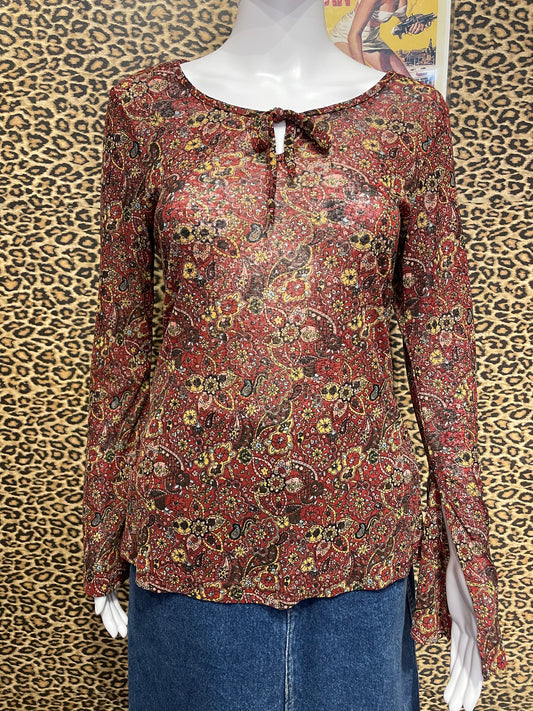 Self Esteem Y2K Sheer Paisley Top