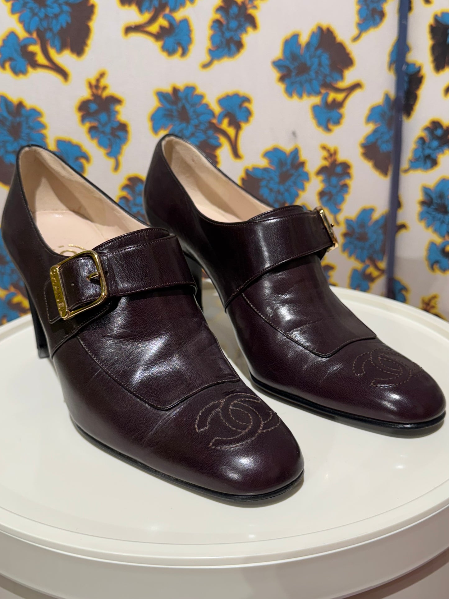 Chanel Brown Leather Pumps 36