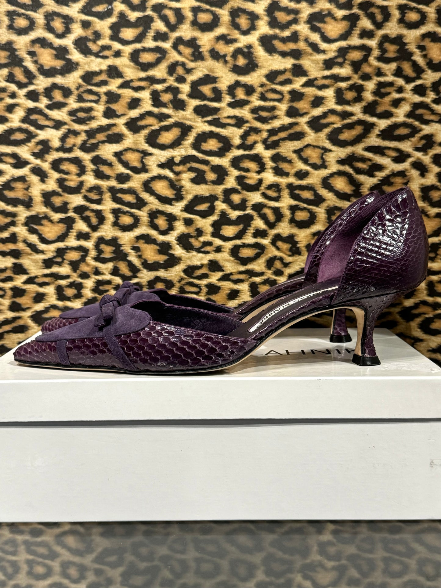 Manolo Blahnik Purple Python Pumps 37