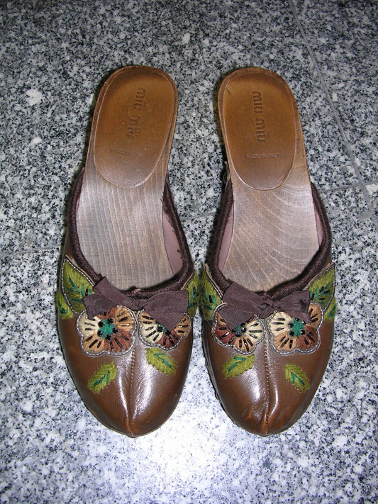 Miu Miu Embroidered Clogs 39