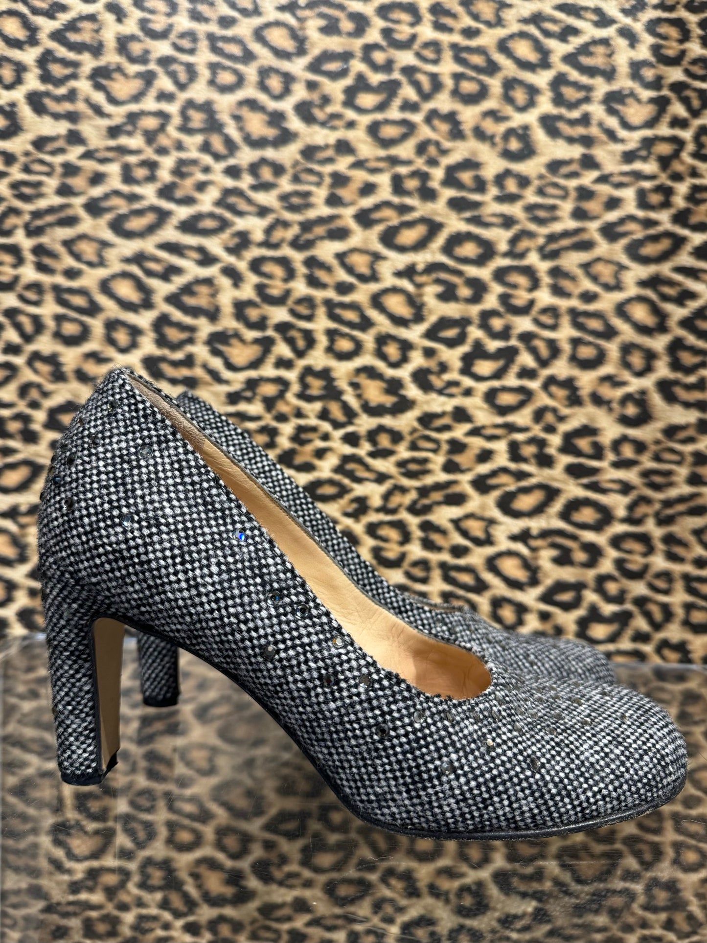 Bottega Veneta Tweed Crystal Pumps 6.5