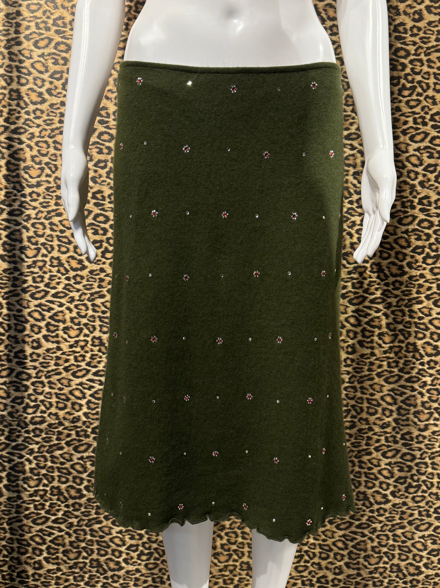 Moschino Jeans Green Angora Skirt