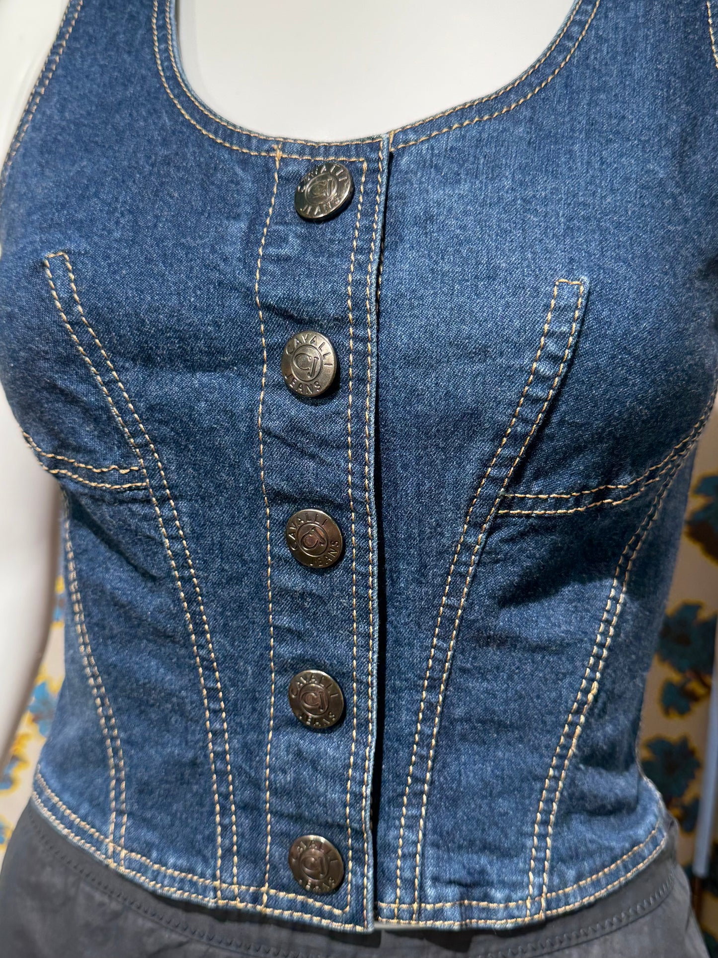 Cavalli Jeans Denim Corset Top