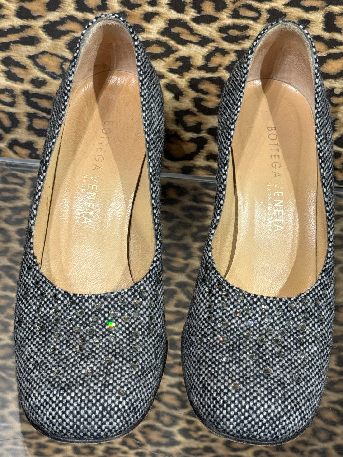 Bottega Veneta Tweed Crystal Pumps 6.5