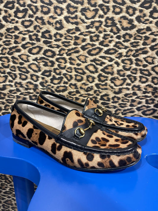 Gucci Cheetah Pony-hair Loafers 36.5