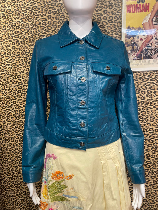 GAP Teal Leather Jacket