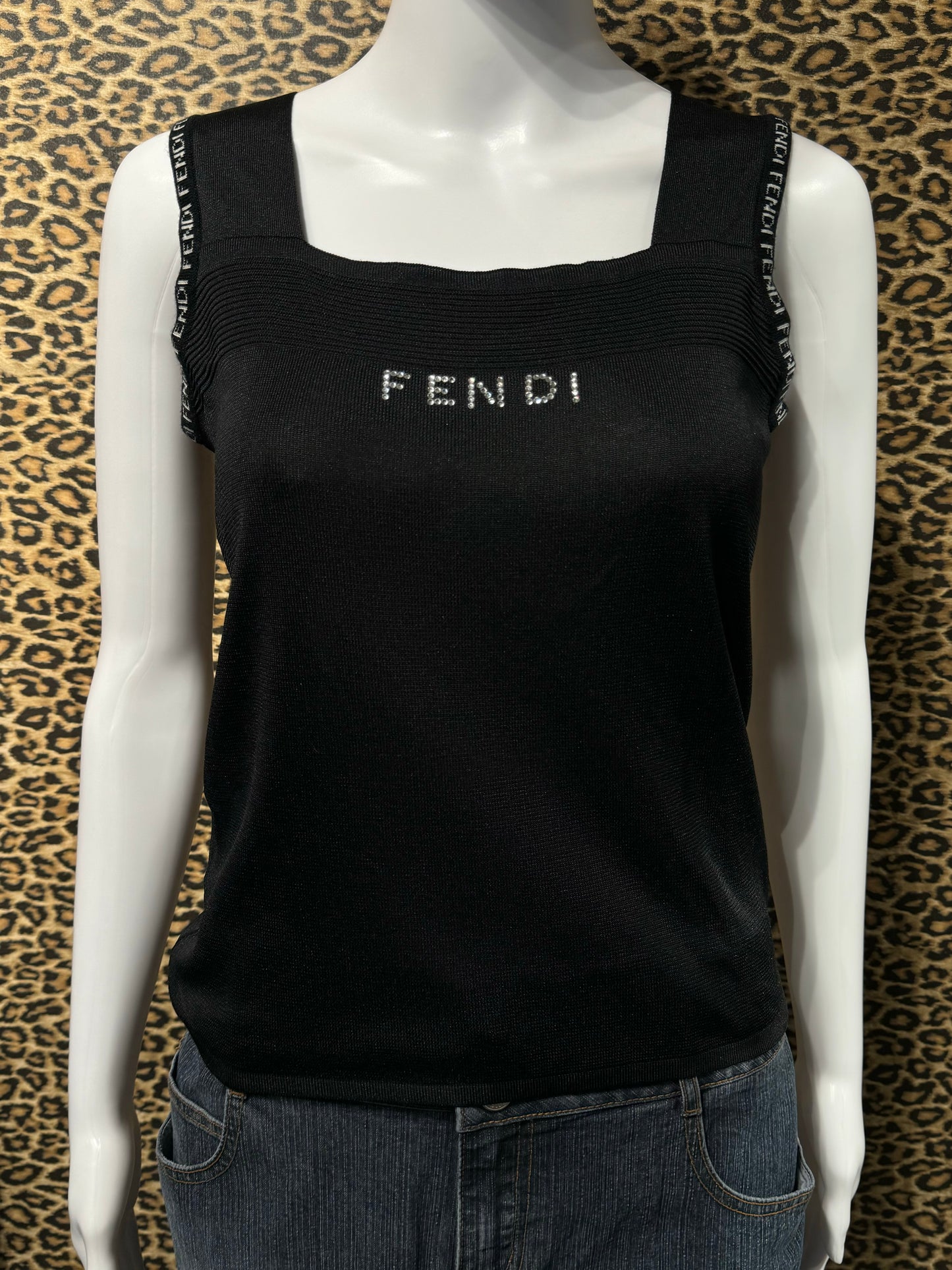 Fendi Rhinestone Knit Tank