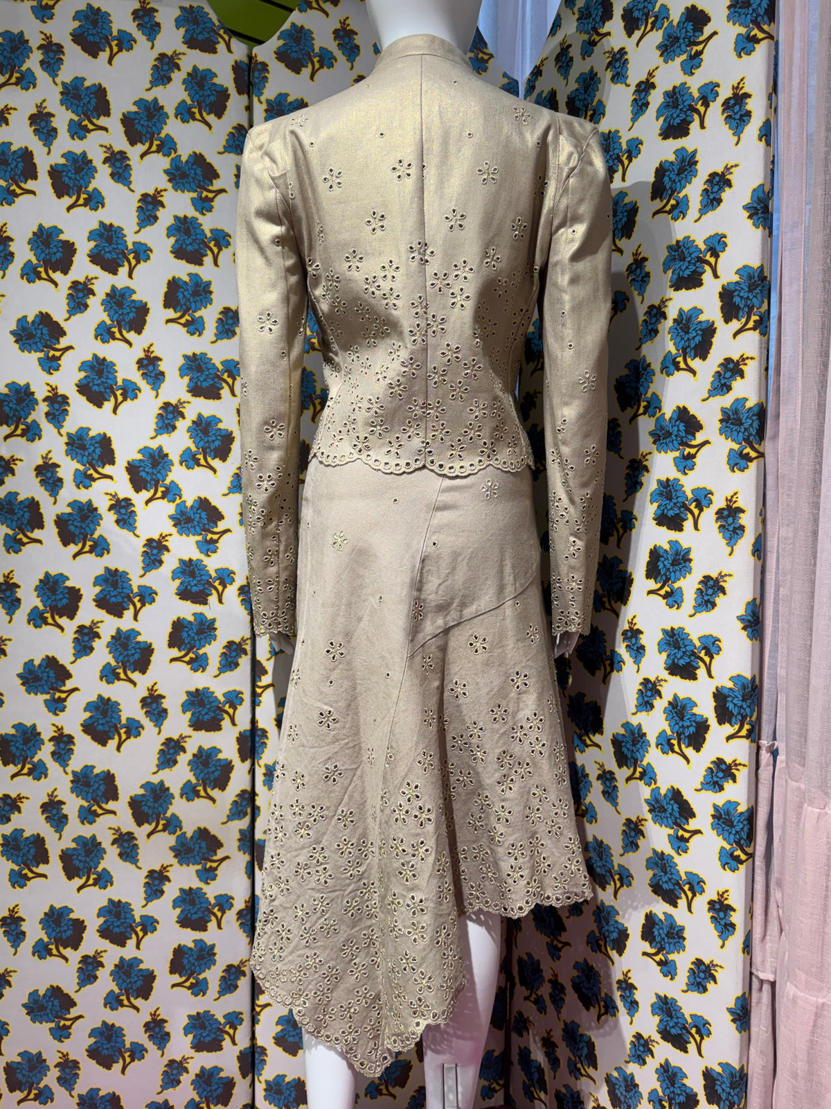 Lolita Lempicka S/S 2001 Gold Metallic Jacket and Skirt Set