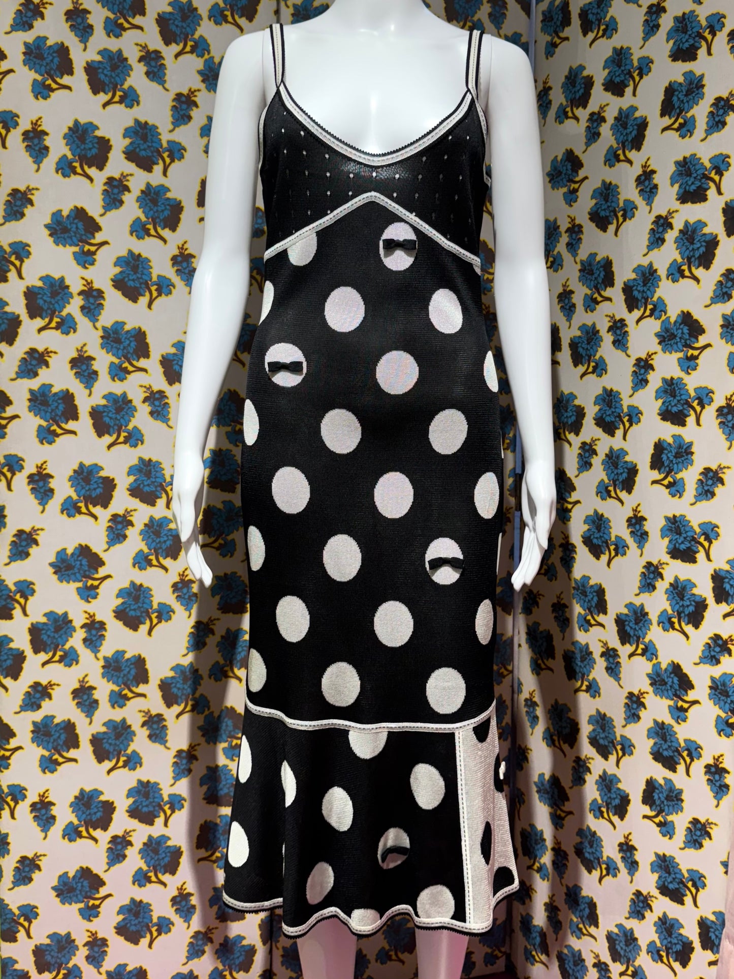 John Galliano 2003 Black and White Polka Dot Dress