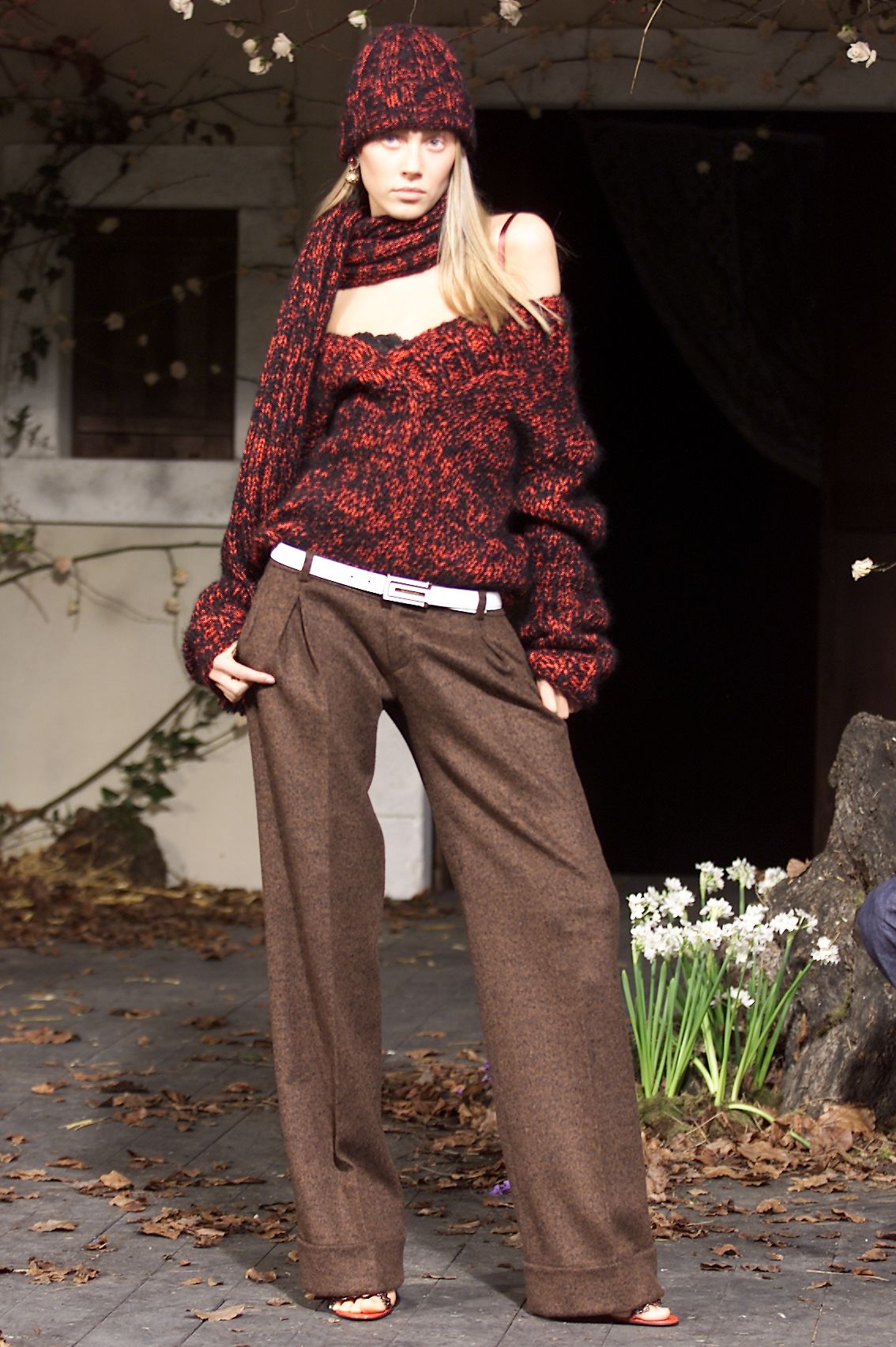 Dolce & Gabbana F/W 2001 Red V-Neck Sweater
