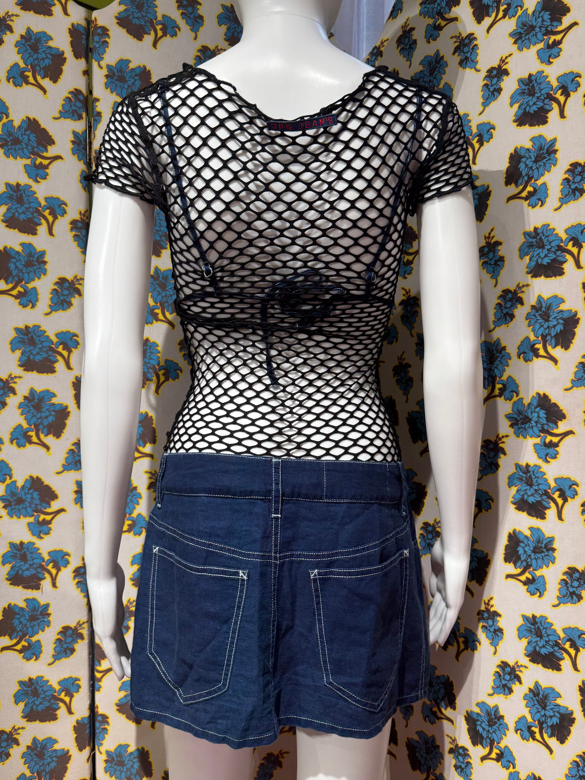 JPG Jeans Black Fishnet and Denim Dress