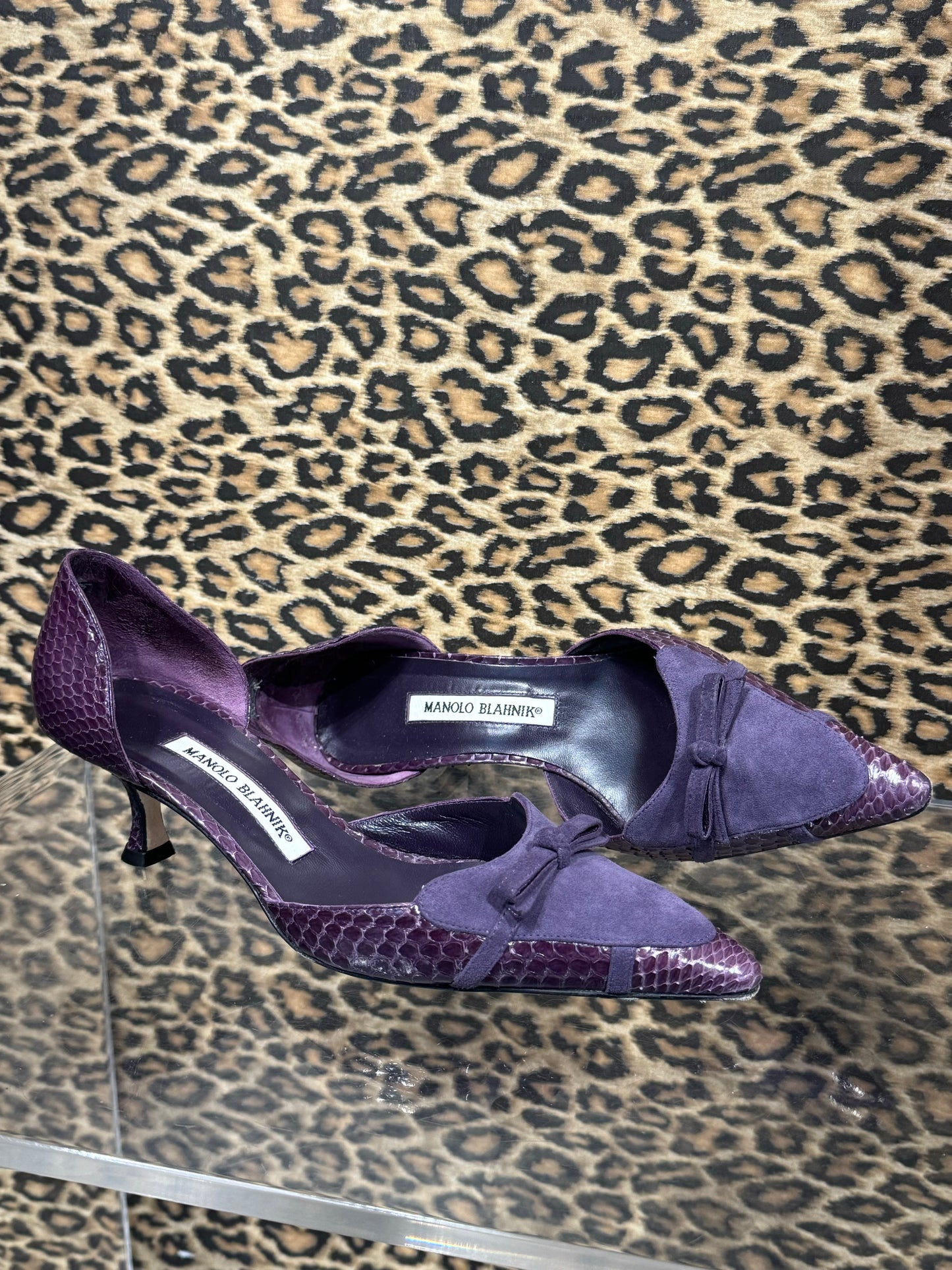 Manolo Blahnik Purple Python Pumps 37