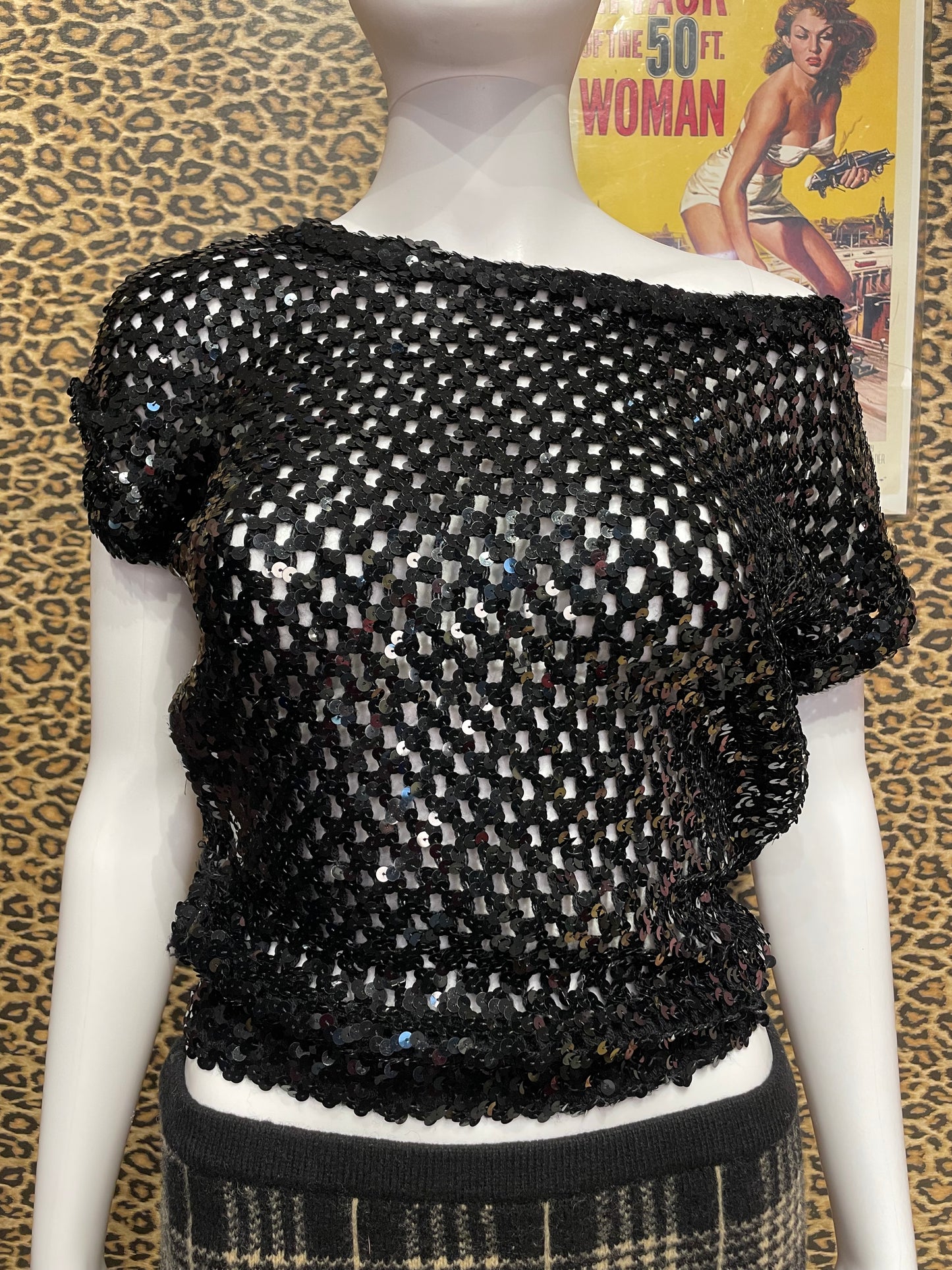 1980’s Black Sequin Knit Top
