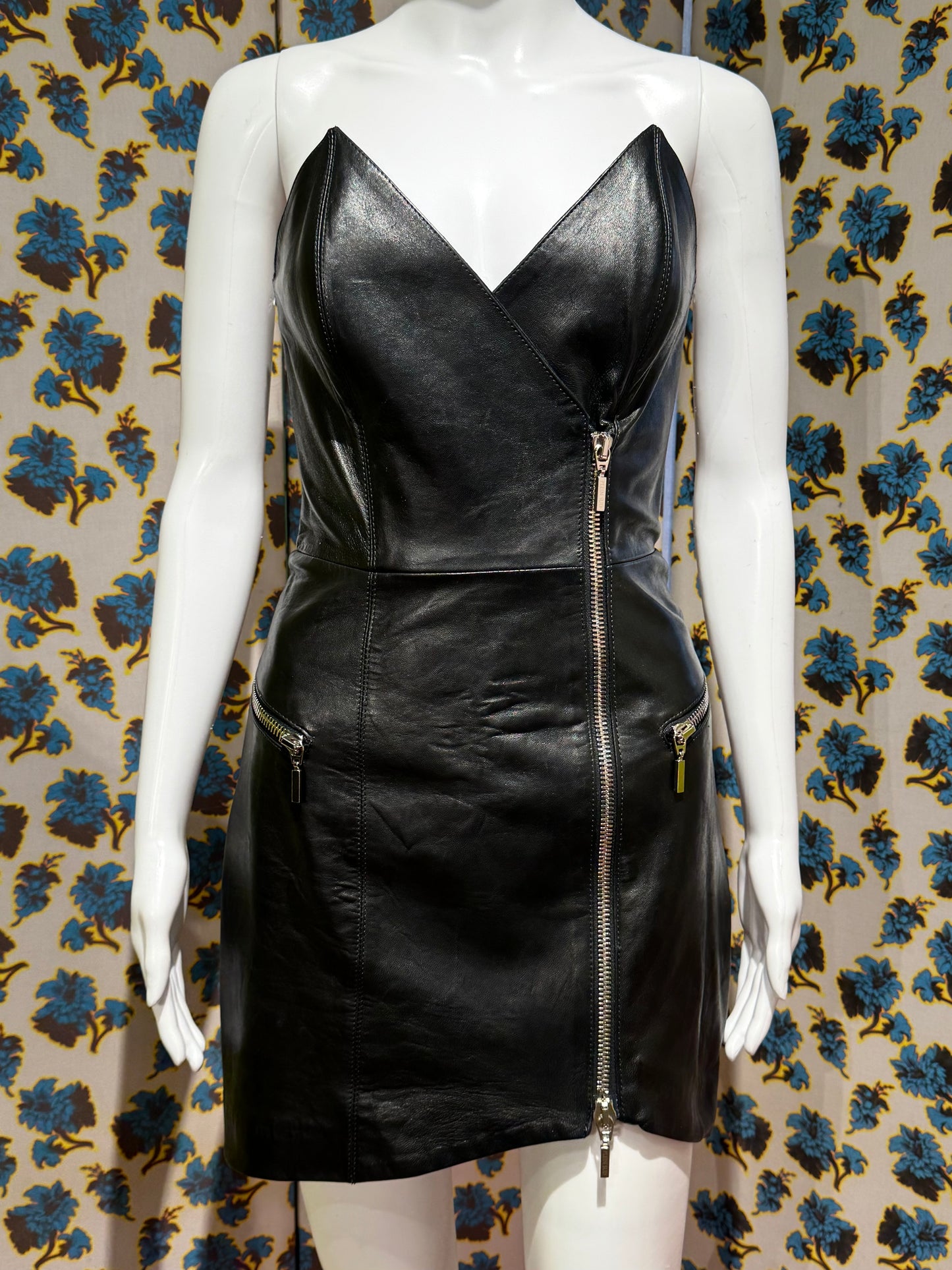 Plein Sud Leather Moto Dress